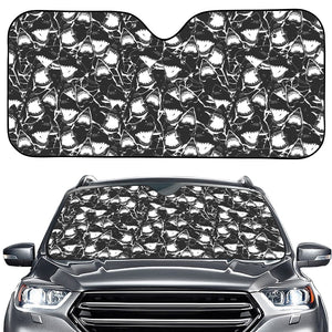 Grey And White Shark Pattern Print Car Windshield Sun Shade