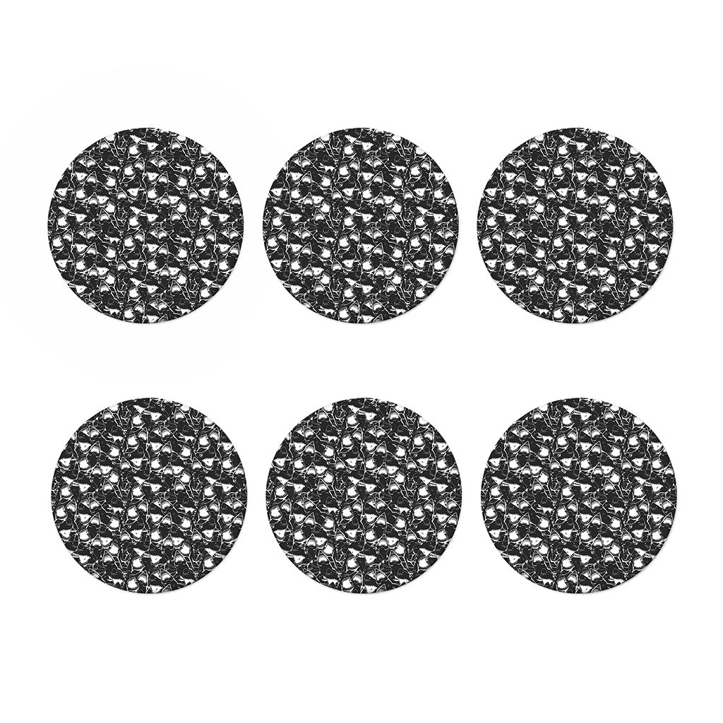 Grey And White Shark Pattern Print Coaster Set