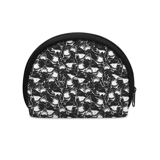 Grey And White Shark Pattern Print Coin Purse