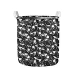 Grey And White Shark Pattern Print Collapsible Laundry Basket