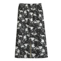Grey And White Shark Pattern Print Cotton Front Slit Maxi Skirt