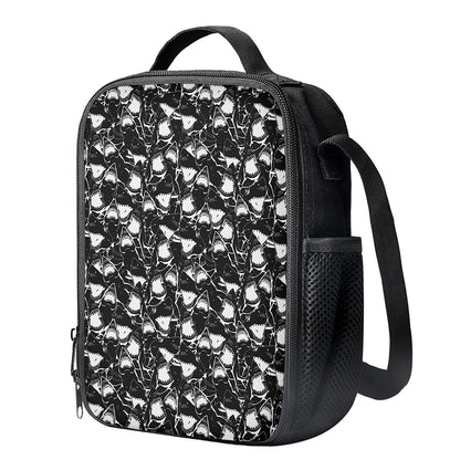 Grey And White Shark Pattern Print Crossbody Lunch Bag