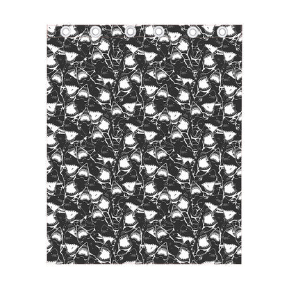 Grey And White Shark Pattern Print Curtain