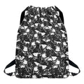 Grey And White Shark Pattern Print Drawstring Backpack