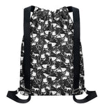 Grey And White Shark Pattern Print Drawstring Backpack