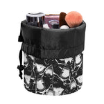 Grey And White Shark Pattern Print Drawstring Makeup Bag