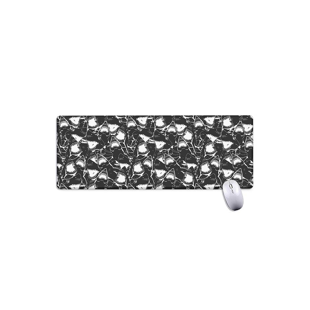 Grey And White Shark Pattern Print Extended Mouse Pad