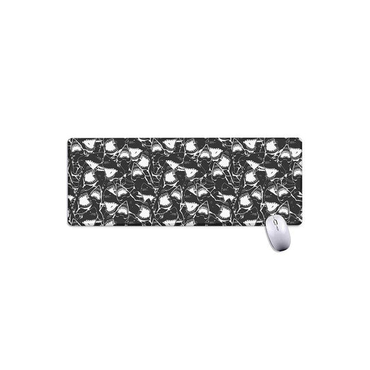 Grey And White Shark Pattern Print Extended Mouse Pad