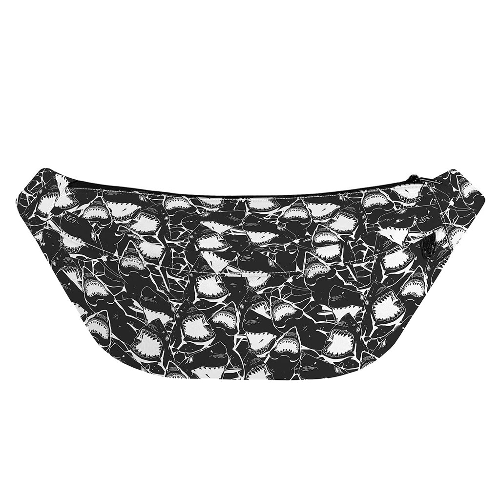 Grey And White Shark Pattern Print Fanny Pack