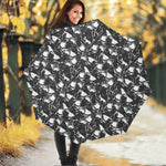 Grey And White Shark Pattern Print Foldable Umbrella