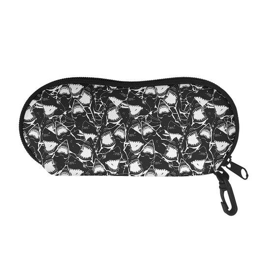 Grey And White Shark Pattern Print Glasses Case