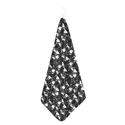 Grey And White Shark Pattern Print Hand Towel