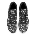 Grey And White Shark Pattern Print High Top Leather Sneakers