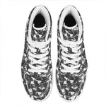 Grey And White Shark Pattern Print High Top Leather Sneakers
