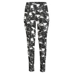 Grey And White Shark Pattern Print High-Waisted Pocket Leggings