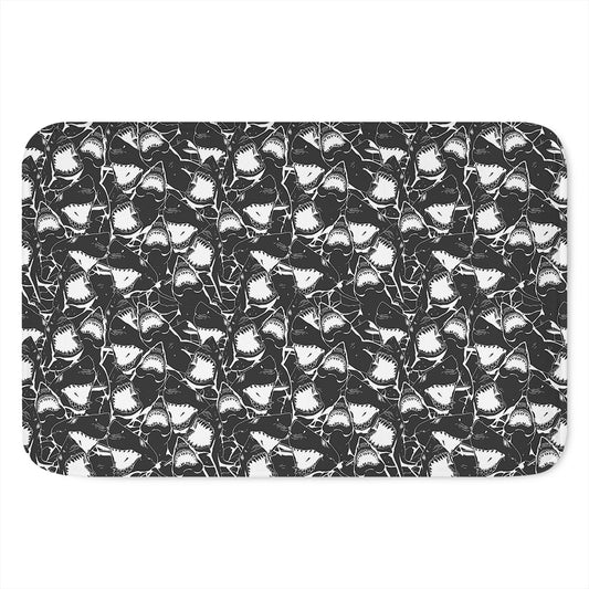 Grey And White Shark Pattern Print Indoor Door Mat