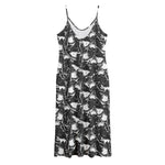 Grey And White Shark Pattern Print Jersey Midi Cami Dress