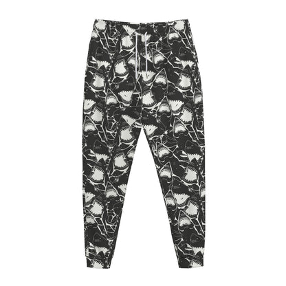 Grey And White Shark Pattern Print Jogger Pants