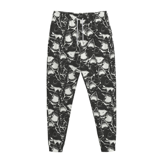 Grey And White Shark Pattern Print Jogger Pants