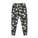 Grey And White Shark Pattern Print Jogger Pants