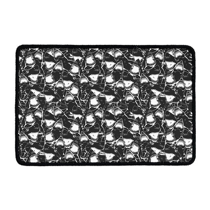 Grey And White Shark Pattern Print Kitchen Mat