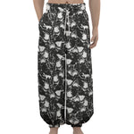 Grey And White Shark Pattern Print Lantern Pants
