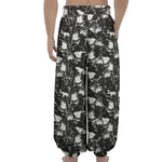 Grey And White Shark Pattern Print Lantern Pants