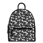 Grey And White Shark Pattern Print Leather Backpack