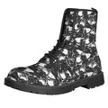 Grey And White Shark Pattern Print Lace-Up Boots