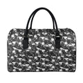 Grey And White Shark Pattern Print Leather Duffel Bag