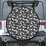 Grey And White Shark Pattern Print Leather Spare Tire Cover