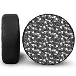 Grey And White Shark Pattern Print Leather Spare Tire Cover