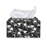 Grey And White Shark Pattern Print Leather Tissue Box Cover