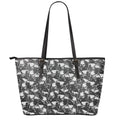 Grey And White Shark Pattern Print Leather Tote Bag With Zipper