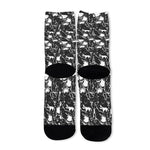 Grey And White Shark Pattern Print Long Socks