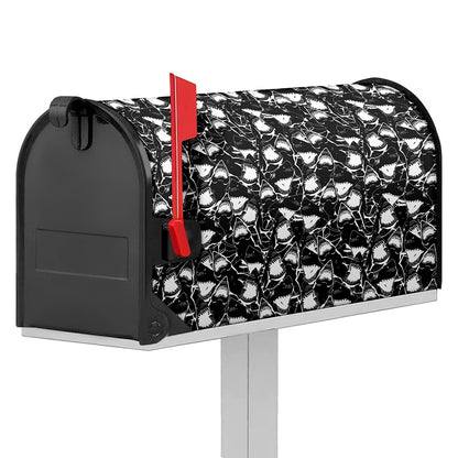 Grey And White Shark Pattern Print Mailbox Cover