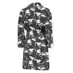 Grey And White Shark Pattern Print Men's Bathrobe