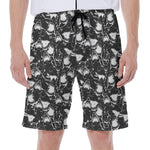 Grey And White Shark Pattern Print Men's Beach Shorts
