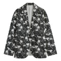 Grey And White Shark Pattern Print Men's Blazer