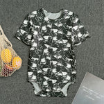 Grey And White Shark Pattern Print Men's Bodysuit
