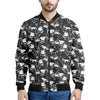 Grey And White Shark Pattern Print Men's Bomber Jacket