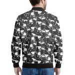 Grey And White Shark Pattern Print Men's Bomber Jacket