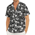Grey And White Shark Pattern Print Men's Deep V-Neck Shirt