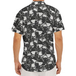 Grey And White Shark Pattern Print Men's Deep V-Neck Shirt