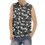 Grey And White Shark Pattern Print Men's Fitness Tank Top