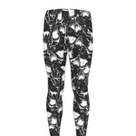Grey And White Shark Pattern Print Men's leggings