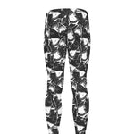 Grey And White Shark Pattern Print Men's leggings