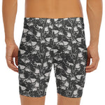Grey And White Shark Pattern Print Men's Long Boxer Briefs