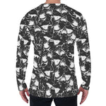 Grey And White Shark Pattern Print Men's Long Sleeve T-Shirt