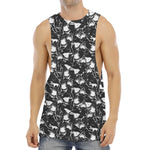 Grey And White Shark Pattern Print Men's Muscle Tank Top